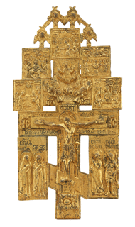 Hauskreuz, Russland, Bronze vergoldet